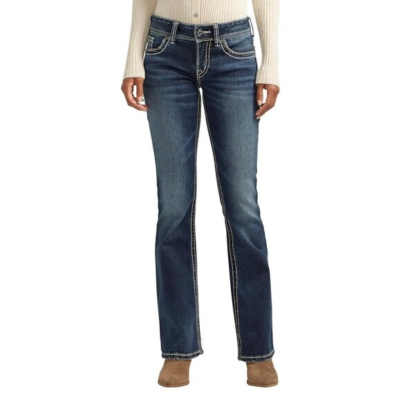 Silver Jeans Women's Suki Slim Boot Distressed Medium Wash Blue Denim W29/L31 - Picture 1 of 14